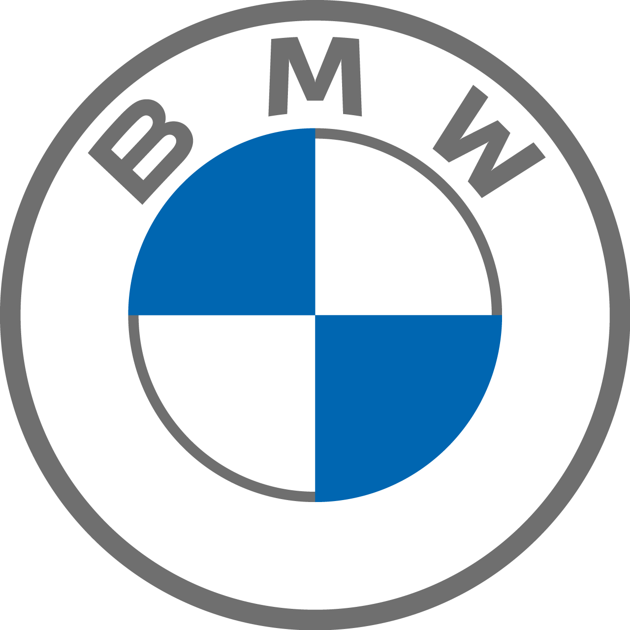 BMW-Logo mit kreisförmigem Design, unterteilt in vier Quadranten, die abwechselnd blau und weiß sind, umgeben von einem grauen Ring mit den Buchstaben B M W im oberen Bereich. Rider's Point der Kaltenbach Gruppe. Dein Partner für BMW Motorrad und Honda.